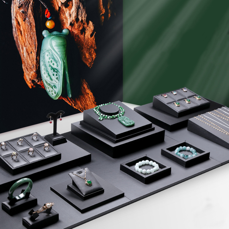 Black PU Leather Jewelry Displ - Display Risers Set avis et prix