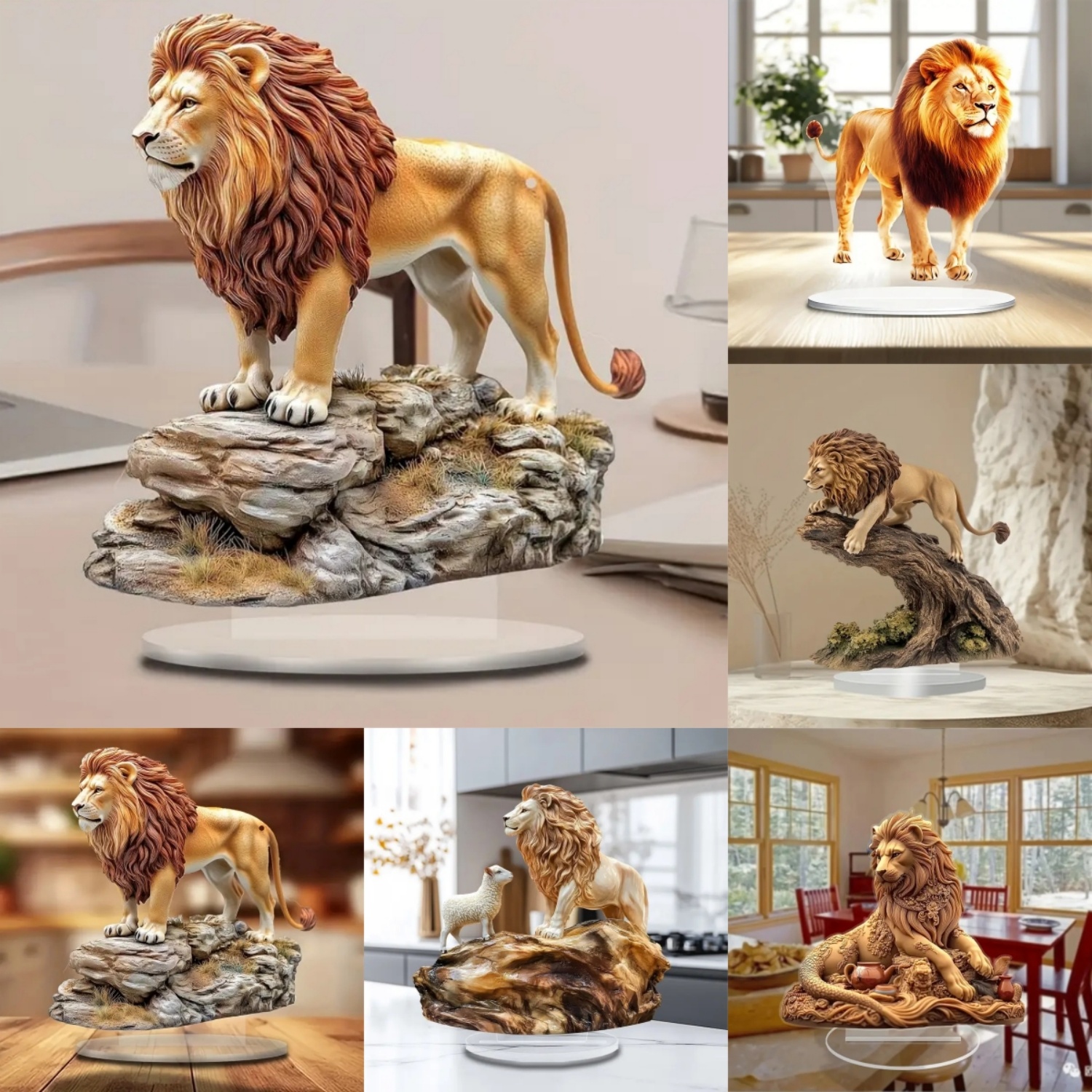 Male Lion Statue,2D Flat Anima - Display Case Acrylic avis et prix